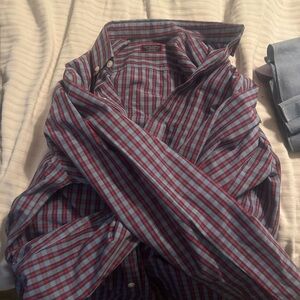 UNTUCKit Men's Casual Plaid Shirt - Red and Blue